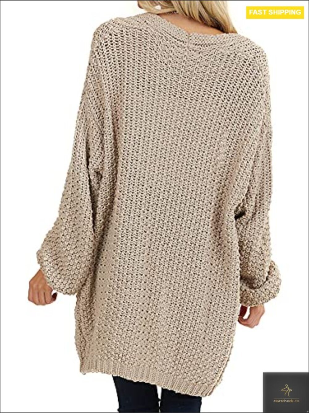 Chunky Knit Cardigan Long Sleeve Open Front Oversized Sweater Outwear Cozy - Picture 5 of 7